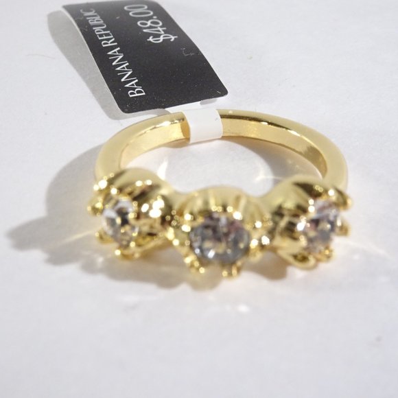 Banana Republic Women's Roots of BR Round Metallic 3 Stone Ring NWT 59 - Picture 3 of 5